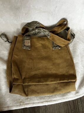 Everyday Canvas Tote with Quilted Handle Detail - Brown
